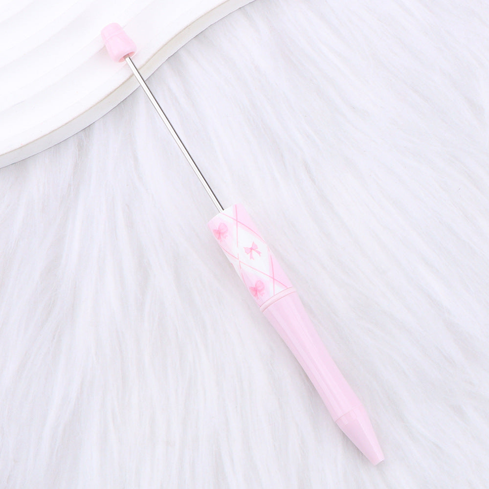 Wholesale New DIY pink bow print beaded pen girly pink