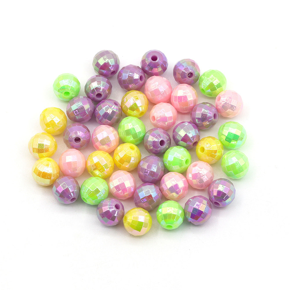 Wholesale 1000PCS/PACK 8mm Acrylic Plating AB Beaded Color Balls Plastic Straight Hole Beads