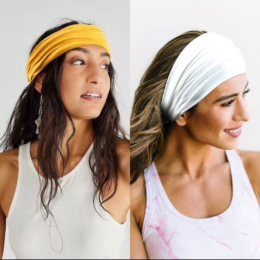 Wholesale Solid color elastic wide brim yoga sweat-absorbent headband