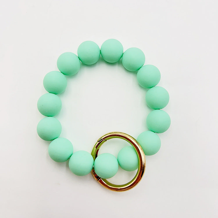 Wholesale Solid Color Silicone Handmade Beaded Wrist Keychain