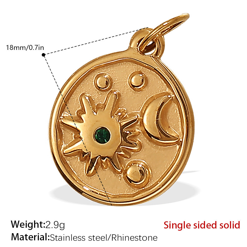 Wholesale Zircon Inlaid Starfish Round Stainless Steel Necklace Pendant
