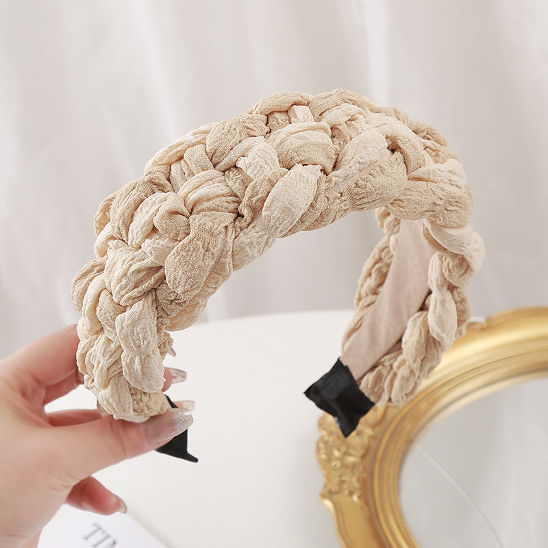 Wholesale Autumn and Winter Wide Version Knitted Double Color Block Headband