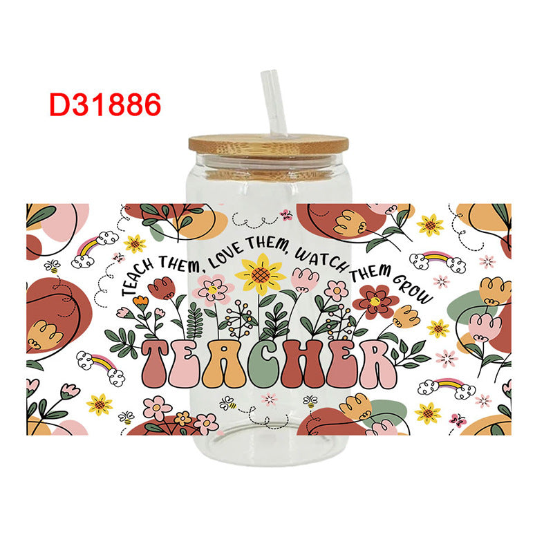 Wholesale  Colorful textbooks stationery and Back to School 16oz Cup UV DTF Wraps