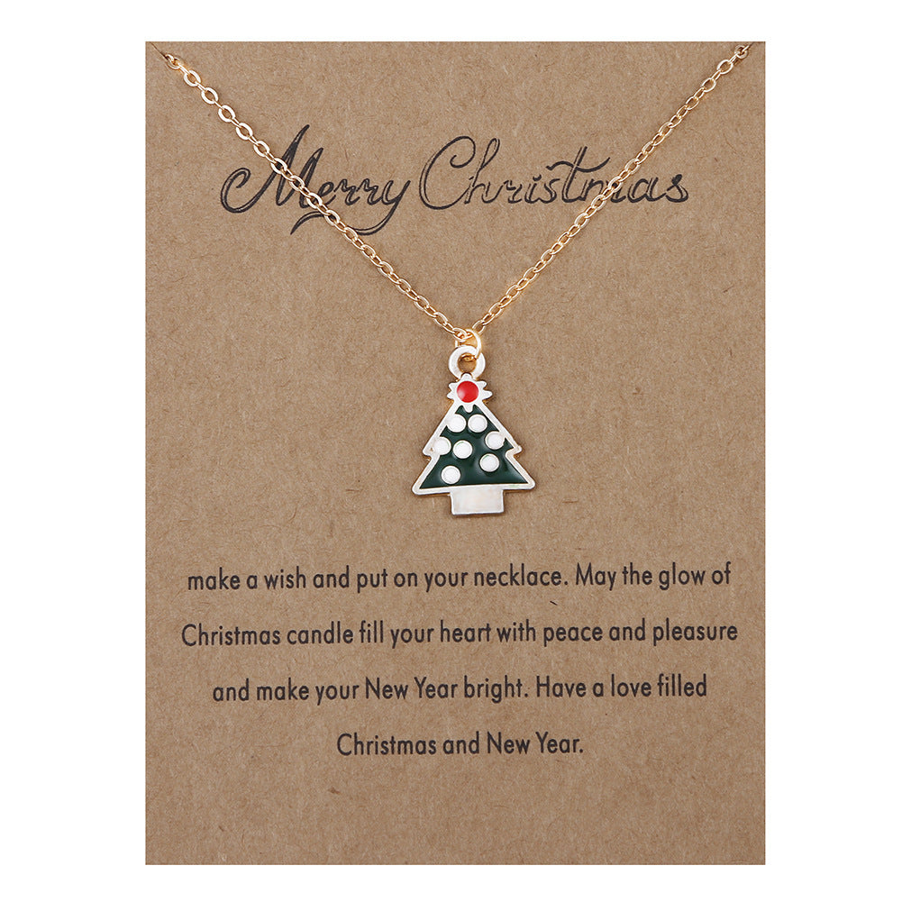 Wholesale Christmas Tree Pendant Card Necklace Clavicle Chain
