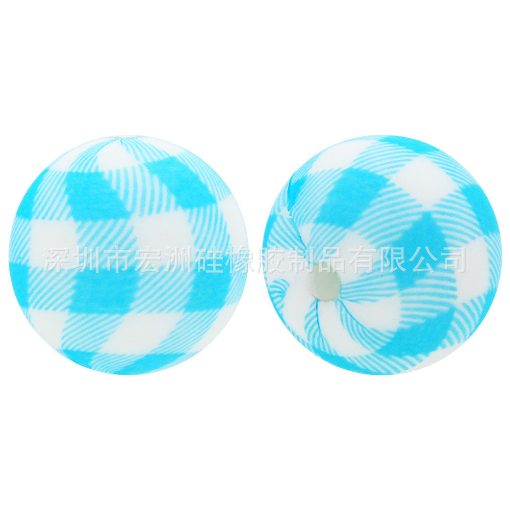 Wholesale 10pcs/pack Plaid Watermark Food Grade Silicone  DIY Round Beads