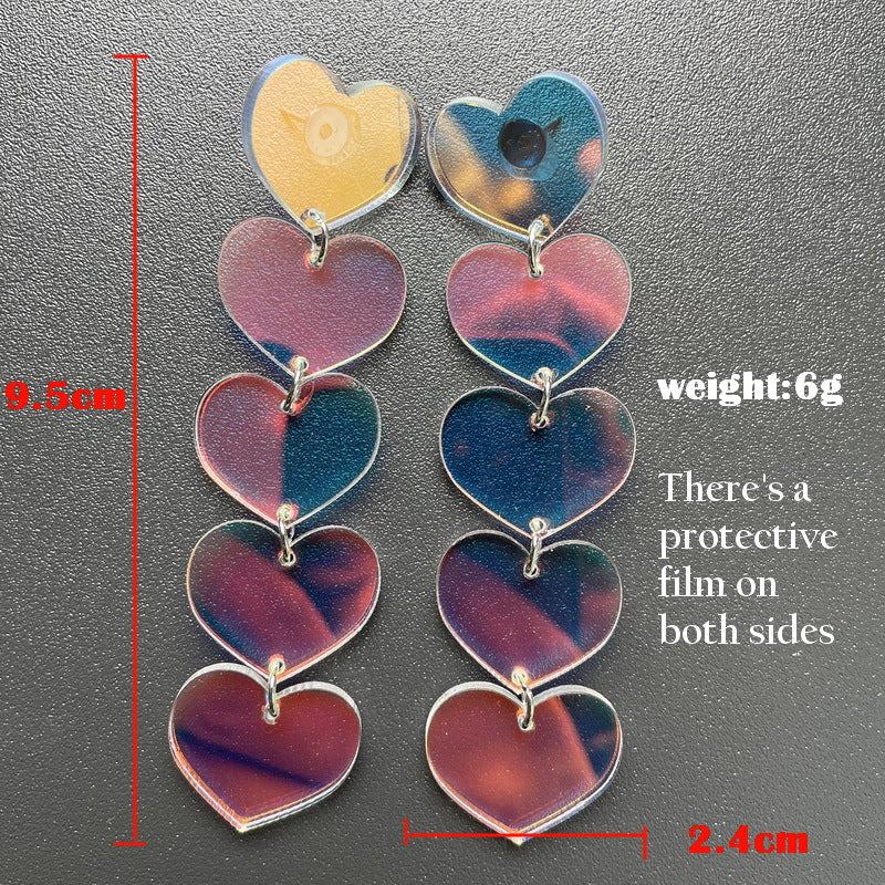 Wholesale Acrylic laser colorful heart earrings