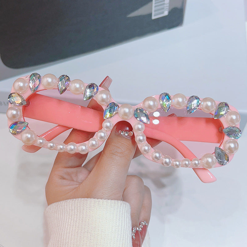 Wholesale Pearl Personalized Diamond Square Sunglasses