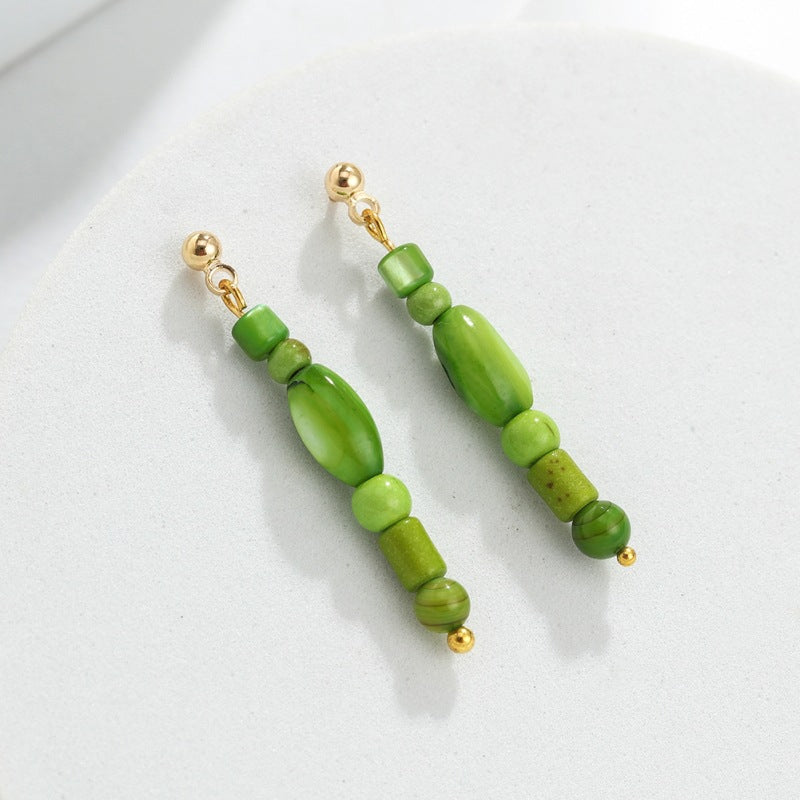 Wholesale Color Jade Crystal Beaded High-end Handmade Earrings