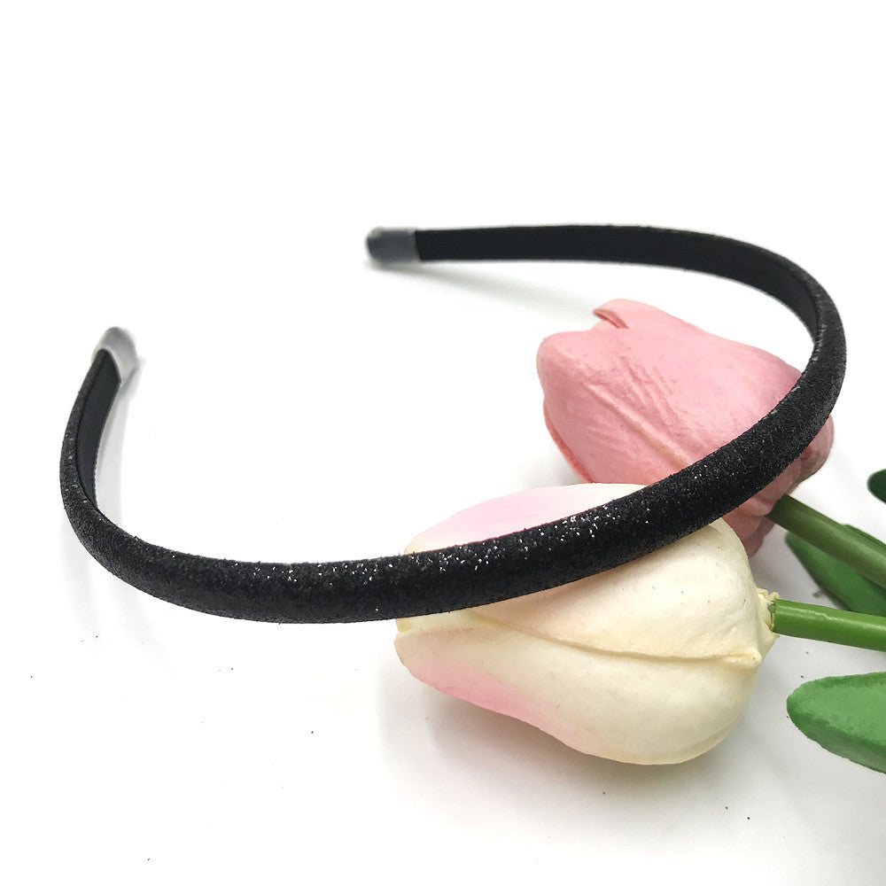 Wholesale Glitter powder retro temperament versatile transparent leather case 0.8cm headband