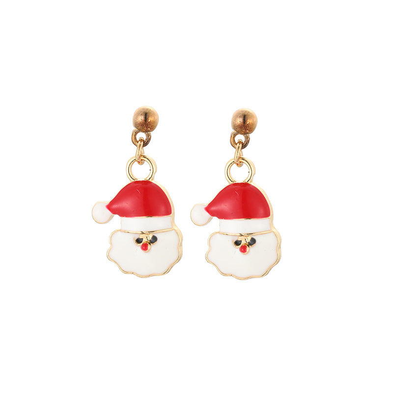 Wholesale Christmas Series Fashion Alloy Christmas Tree Old Man Bell Elk Candy Cane Earrings