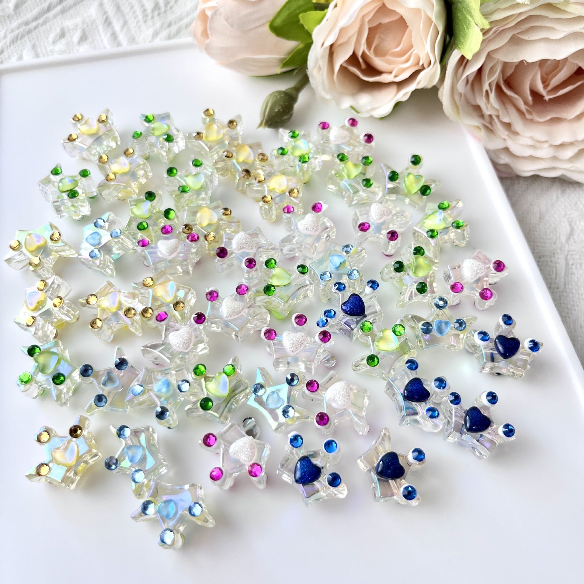 Wholesale 5PCS Straight Hole Glass Loose Beads