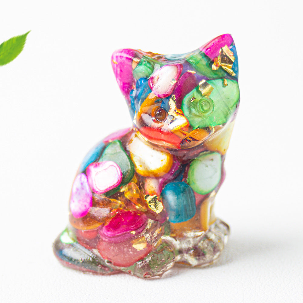 Wholesale Natural crystal gravel cute cat ornaments