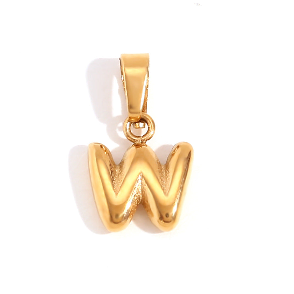 Wholesale Stainless Steel Gold Mini Bubble Letter Pendant