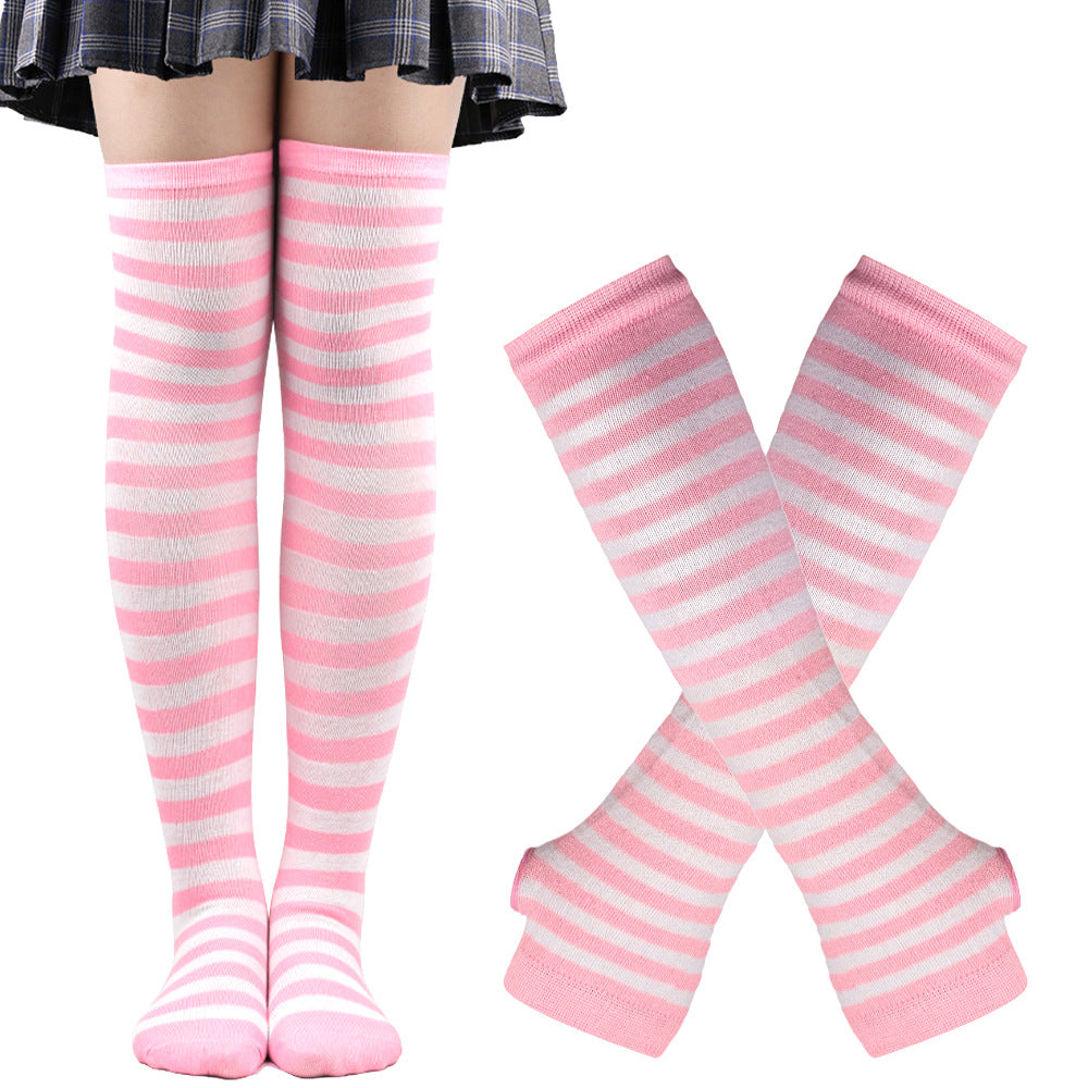 Wholesale Christmas Halloween High Striped Socks Gloves Set