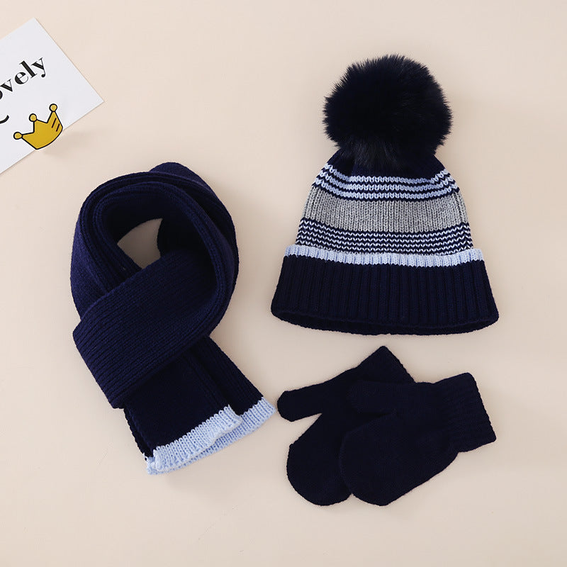 Wholesale 3-20 Months Baby Winter Woolen Hat Scarf Gloves Set