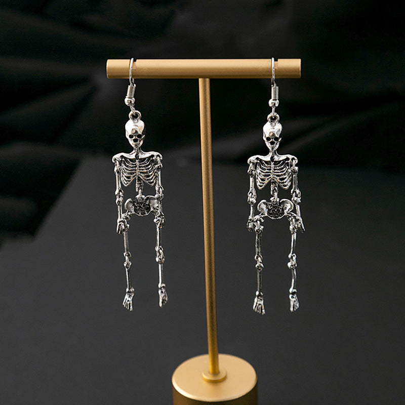 Wholesale Halloween skeleton skull earrings blue mesh punk earrings