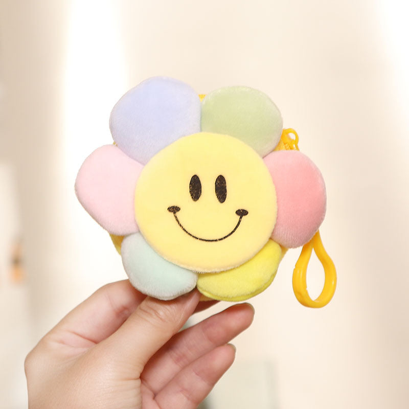 Wholesale Creative Candy Color Flower Coin Purse Plush Keychain