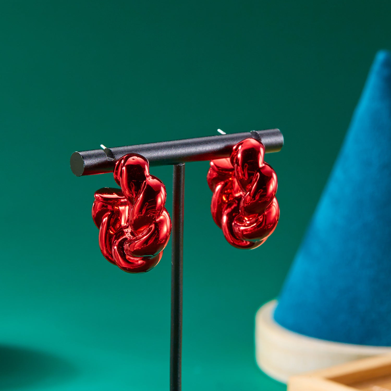 Wholesale Colorful geometric Christmas earrings triangle earrings