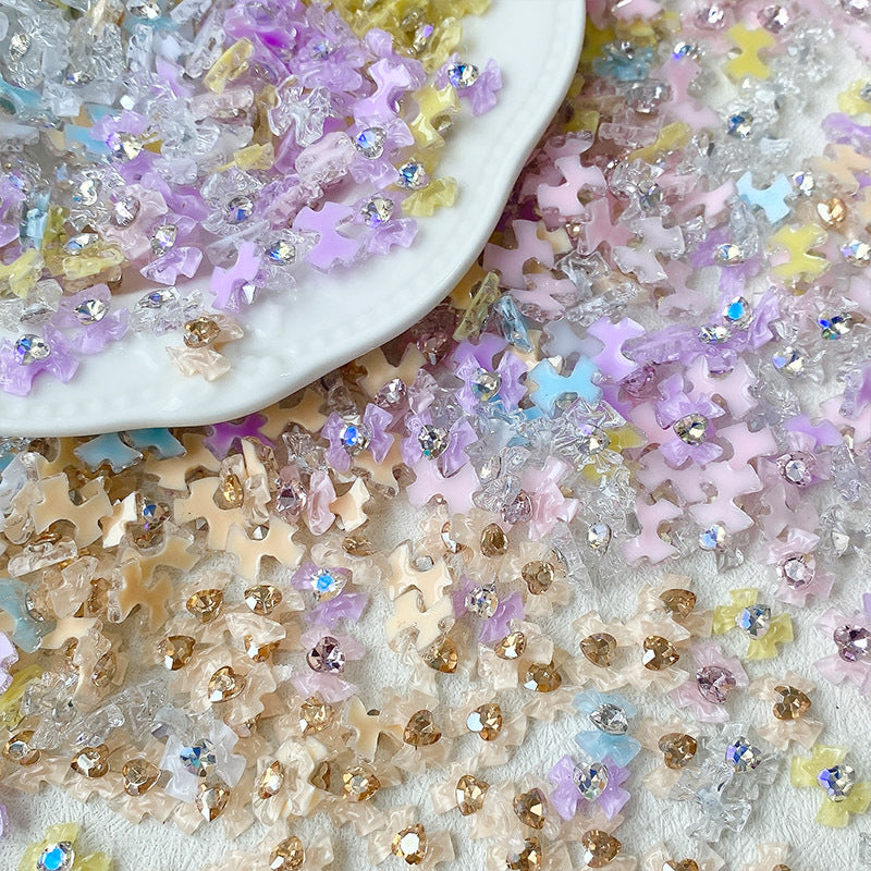 Wholesale 10PCS/Pack Bow DIY Resin Nail Stickers