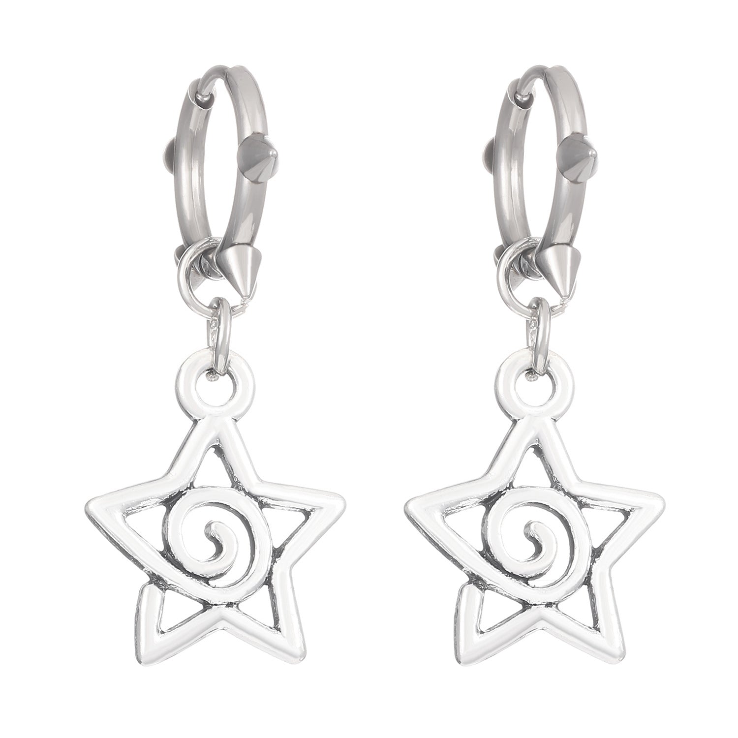 Wholesale Pentagram Swirl Cut-out Retro Punk Earrings