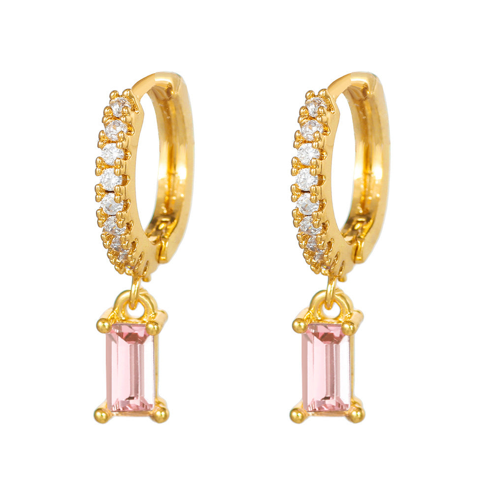 Pendientes de cobre de diamantes de circonía cúbica al por mayor