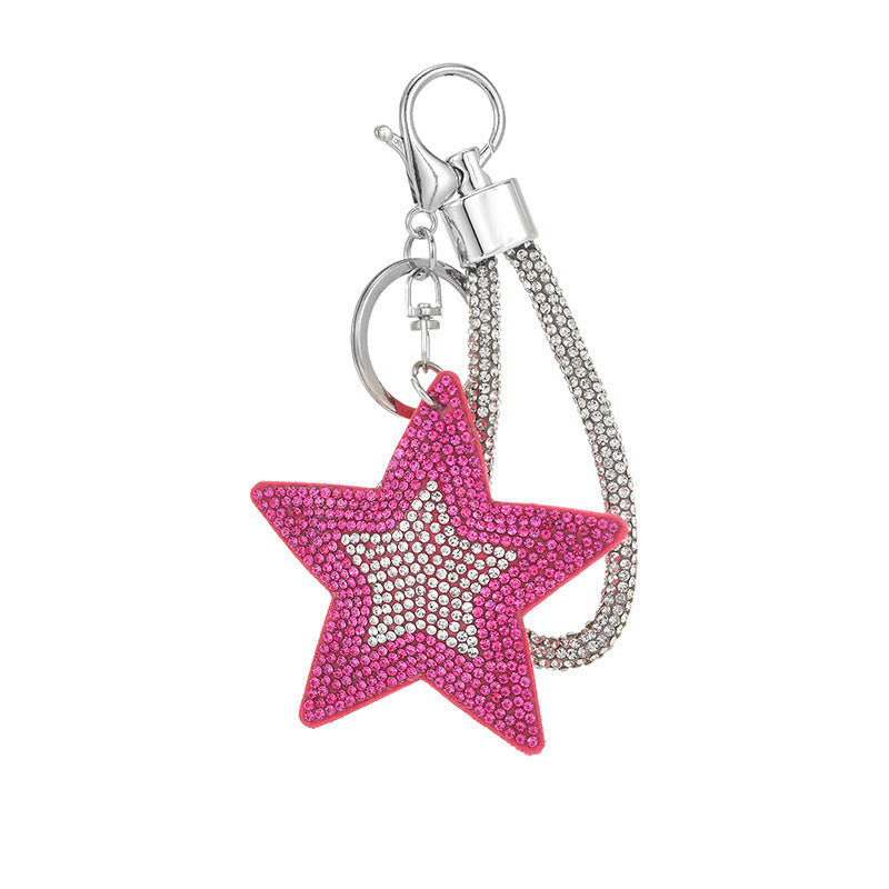 Wholesale Colorful cartoon pentagram diamond studded keychain