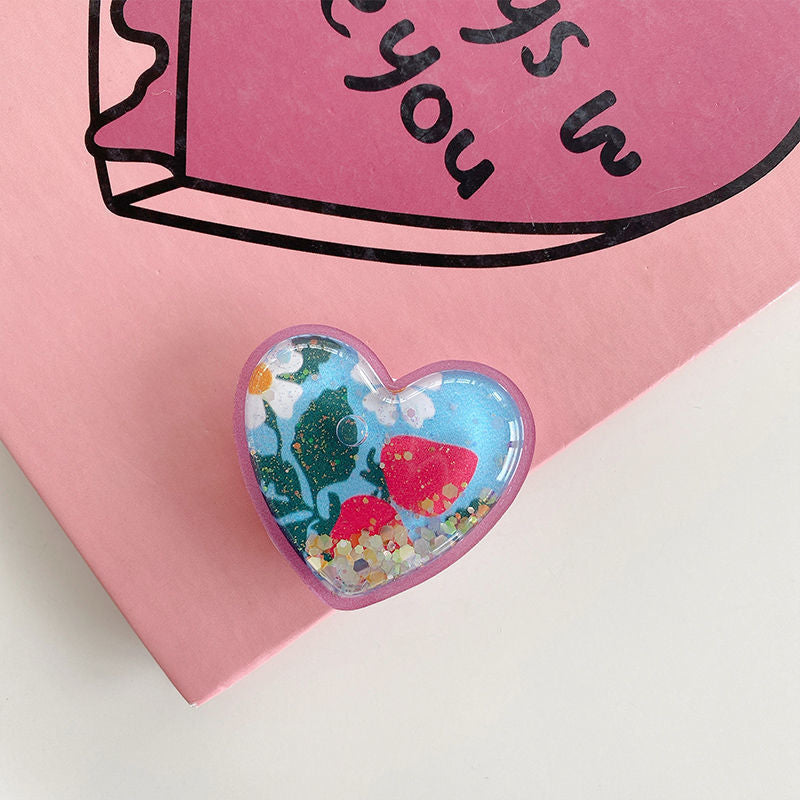 Wholesale Plastic Love Quicksand Airbag Mobile Phone Holder