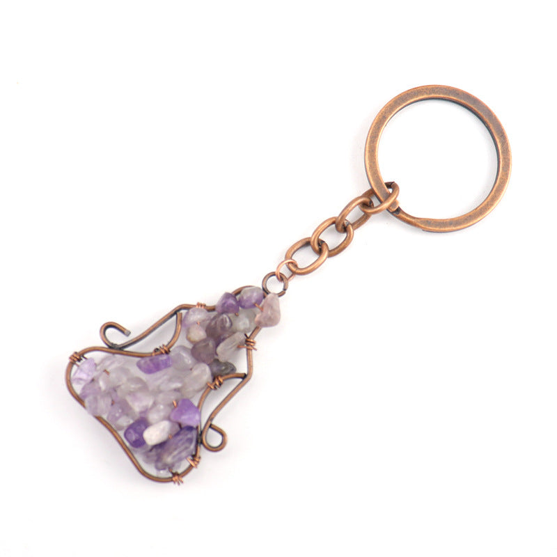 Wholesale Hand-wound Natural Crushed Stone Crystal Amethyst Keychain