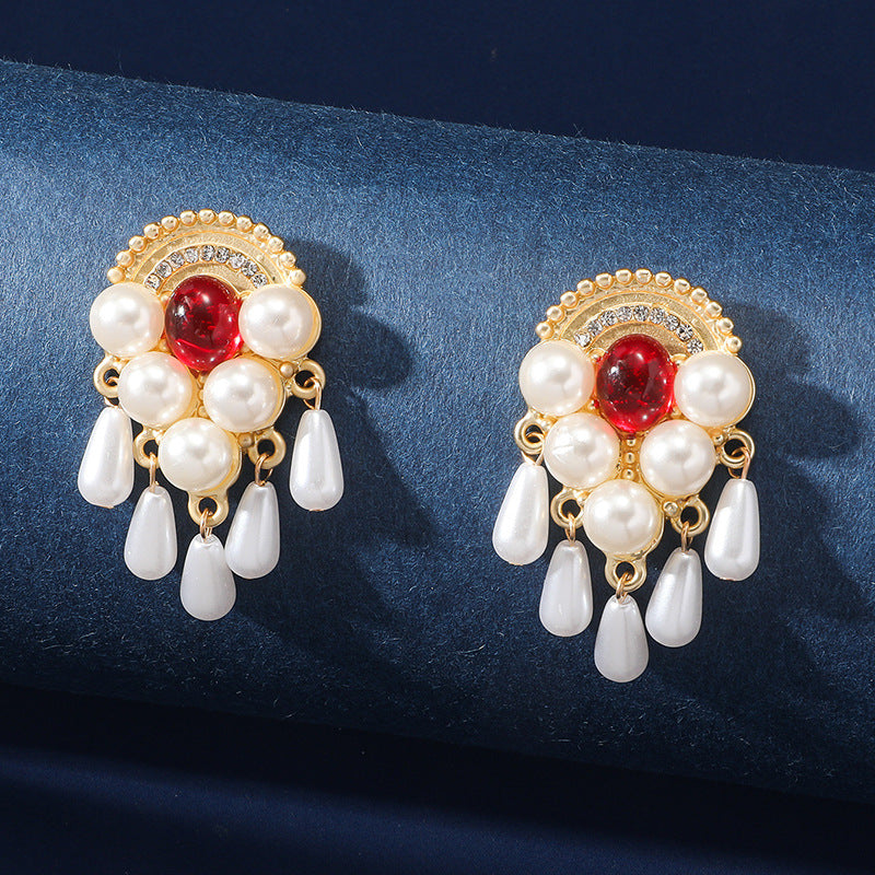 Wholesale Alloy Imitation Pearl Tassel Earrings