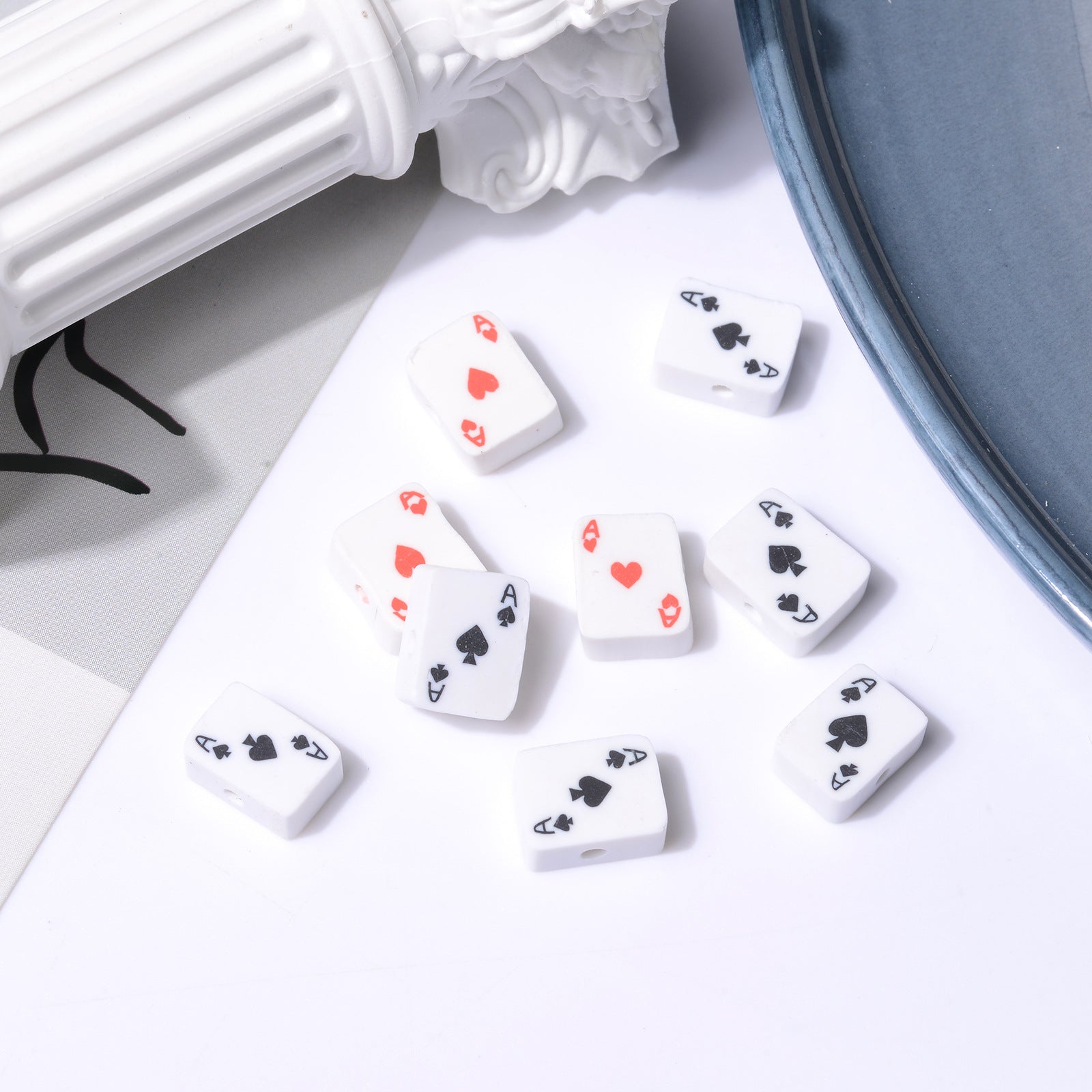 Wholesale 500pcs Playing Cards Soft Pottery Beads