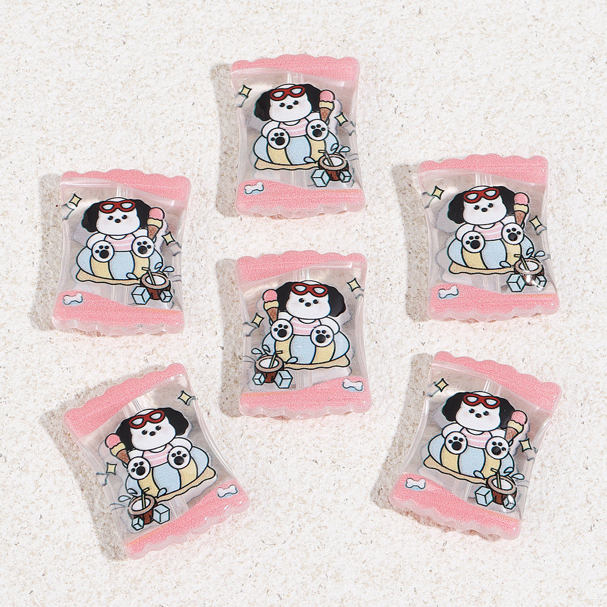Wholesale 10pcs 14mm printed cartoon bear candy block acrylic beads