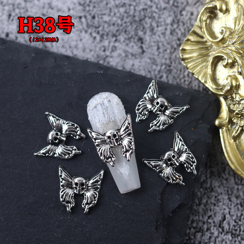 Wholesale Ancient Silver Alloy Angel Skull Nail Art Charms For  Dark Retro Style