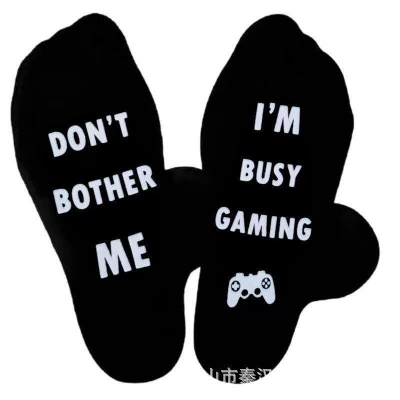 Wholesale of European and American Cotton Medium Cylinder Letter Anti Slip Adhesive Socks