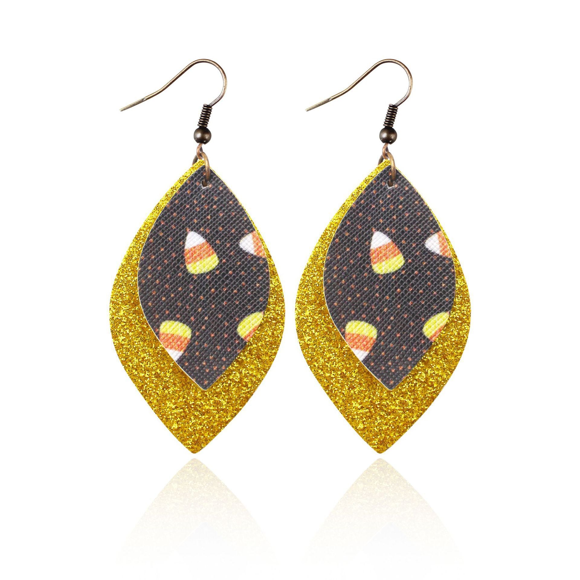 Wholesale Halloween Leather Cartoon Pumpkin Ghost Earrings