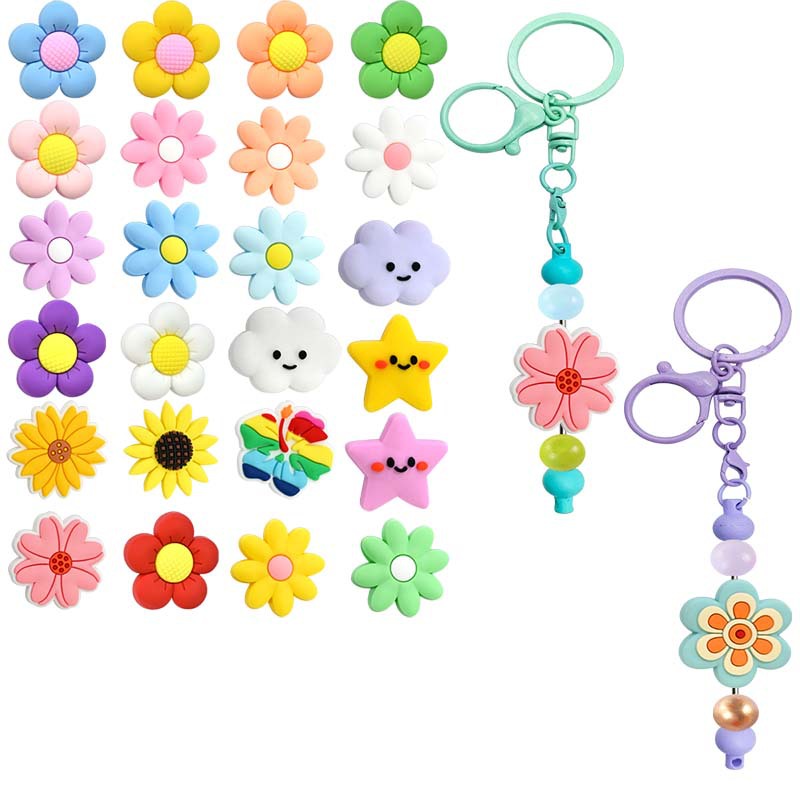 Wholesale Random 100pcs Colored Flower Shaped Focal Beads