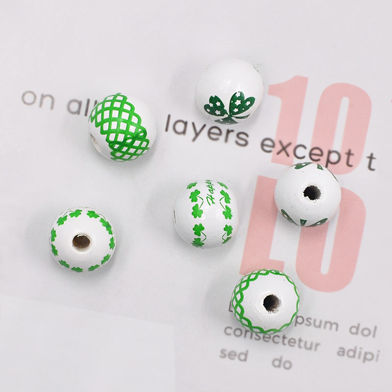 Wholesale 10PCS Irish Festival Decoration DIY Colorful Wooden Beads