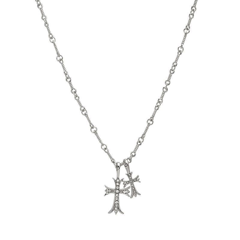 Wholesale Double Cross Diamond Clavicle Necklace