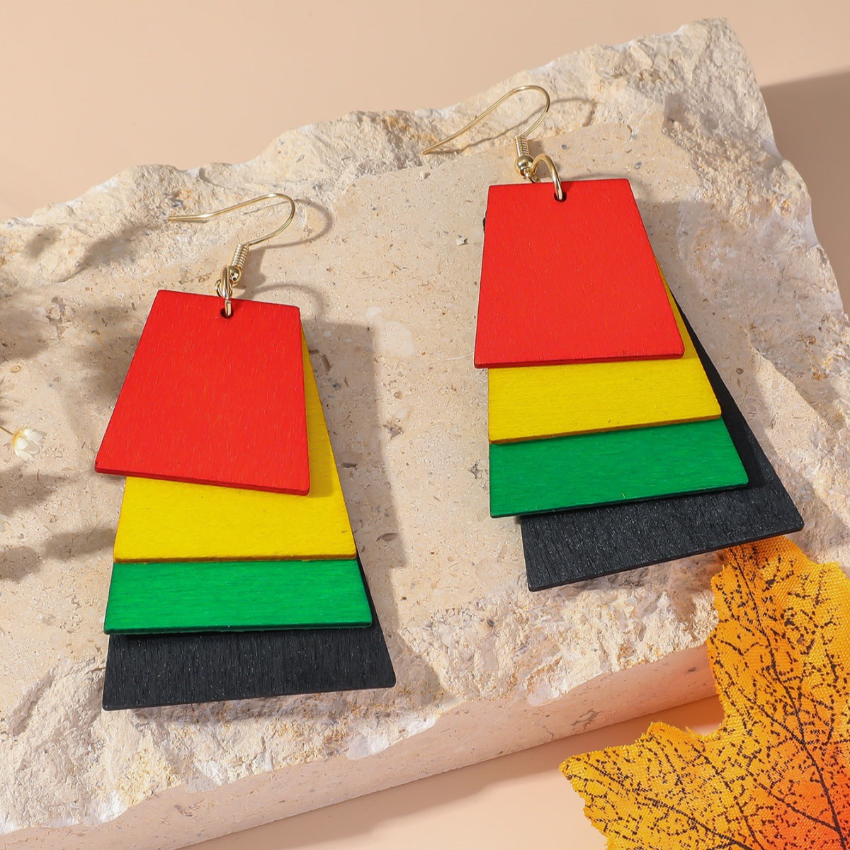 Wholesale Simple Fashion Wood Geometric Earrings