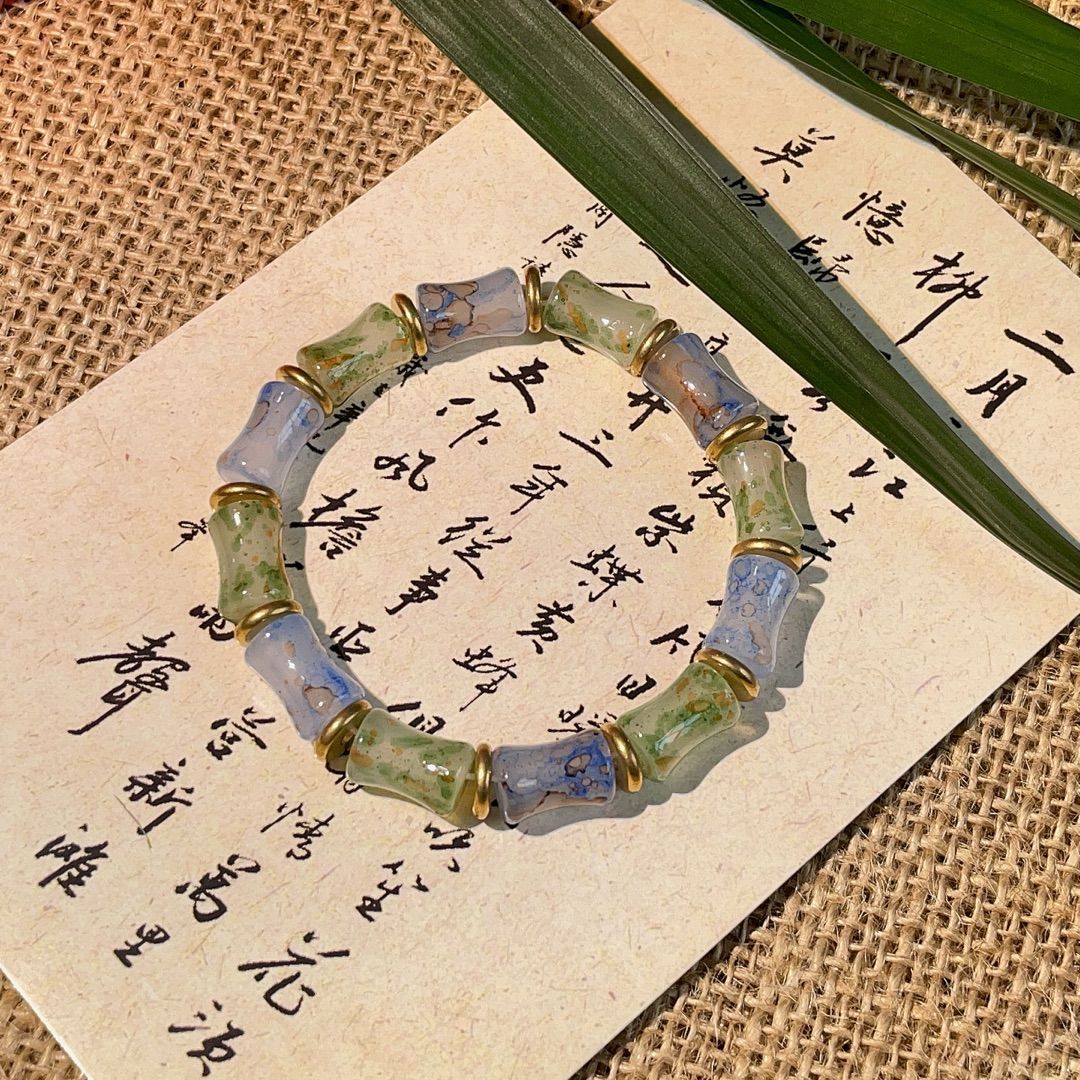 Brazalete de cuerda de cristal de bambú al por mayor