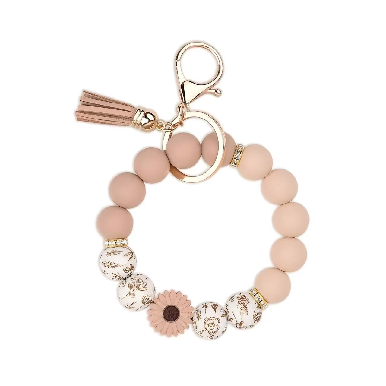 Wholesale  Silicone Bead Bracelet Keychain