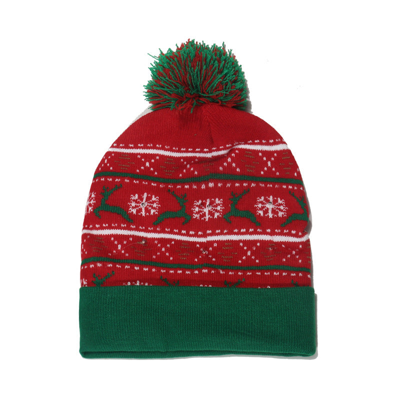 Wholesale Colorful Luminous Knitted Hat Removable Battery LED Light Christmas Hat