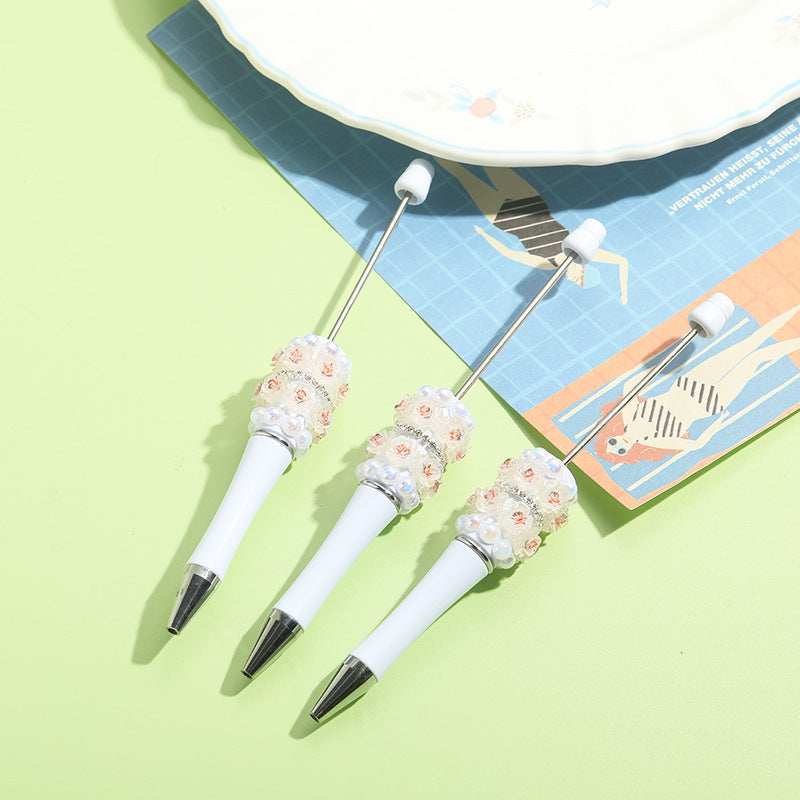 Wholesale 10pcs Beadable Pens Heavy Handmade Flower Chain DIY Replacement Core Ballpoint Pen