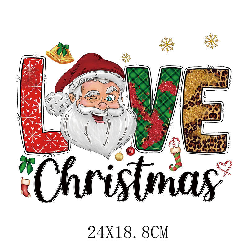 Wholesale Christmas tree and old man heat transfer print  UV DTF Ready to Press Transfers Wraps