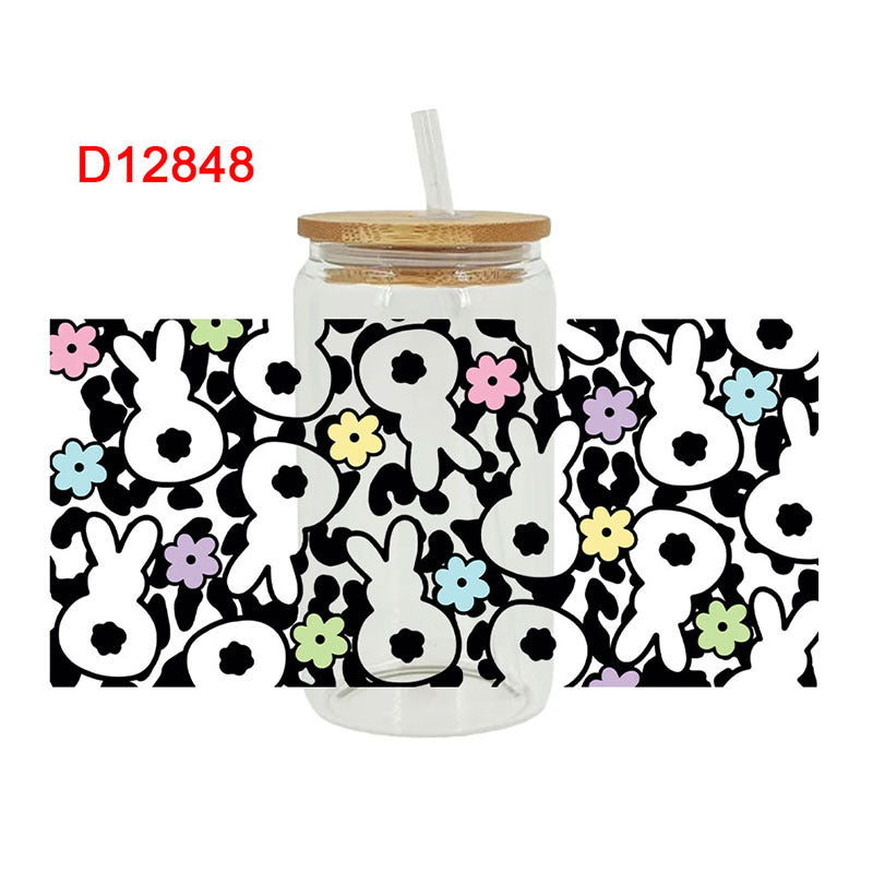 Wholesale Colorful Rabbit Easter  16oz Cup UV DTF Wraps