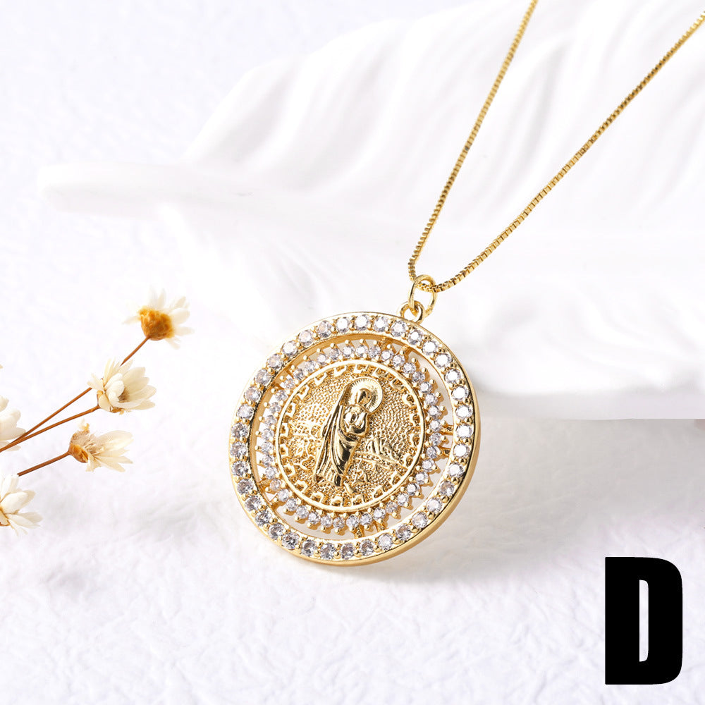 Wholesale Diamond studded portrait  heart necklace