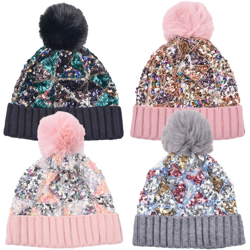 Wholesale Sequin Irregular Knitted Hats