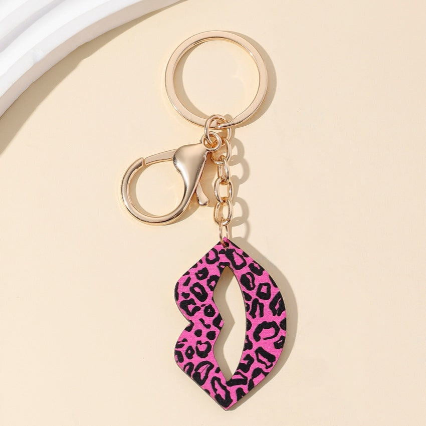 Wholesale Pink Rainbow Valentine Wooden Keychain