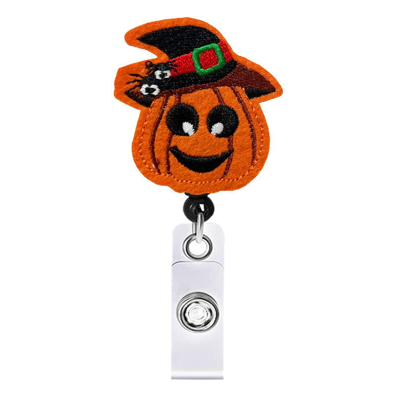 Wholesale Badge Reels Halloween Cartoon Felt Retractable Keychain