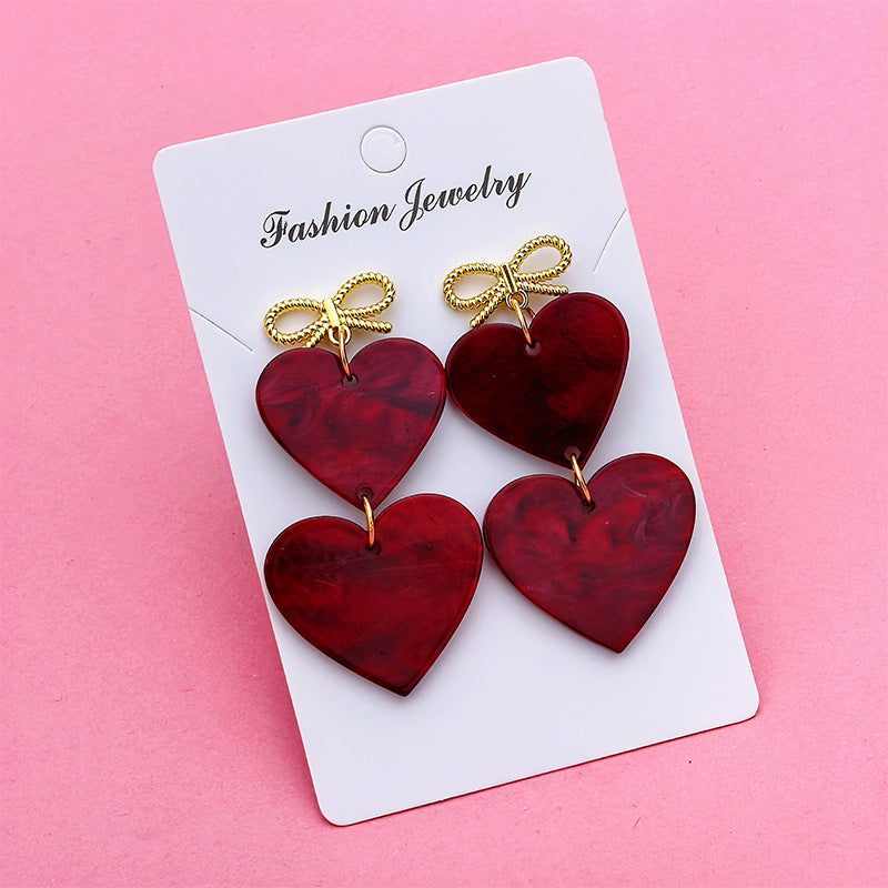 Wholesale Red Love Series Butterfly Knot Valentine' s Day Acrylic Earrings