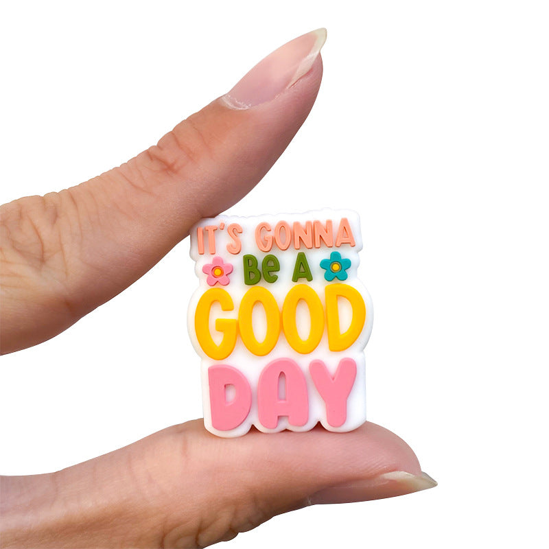 Wholesale 10PCS English Letters Good Day Silicone Beads